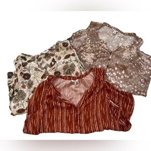 Sonoma Cream and Brown Abstract Sleeveless Blouse Bundle Women’s Size L